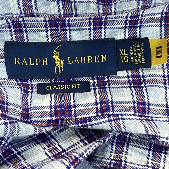 Ralph Lauren Mens Size XL Classic Fit Button Down Shirt Plaid Blue Multicolor - Picture 9 of 10